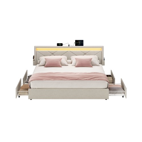 Metallbettgestell mit led - mit,